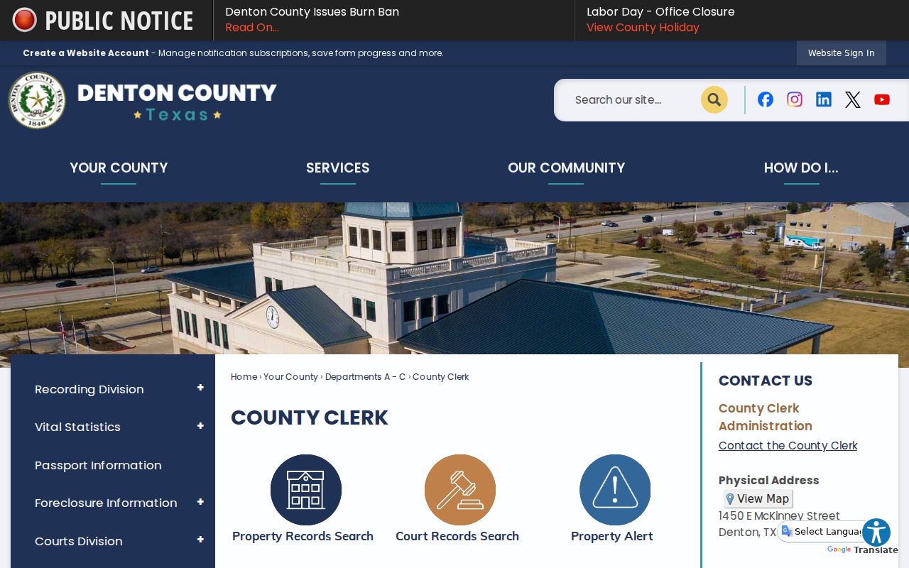 Denton County court records County Clerk scope