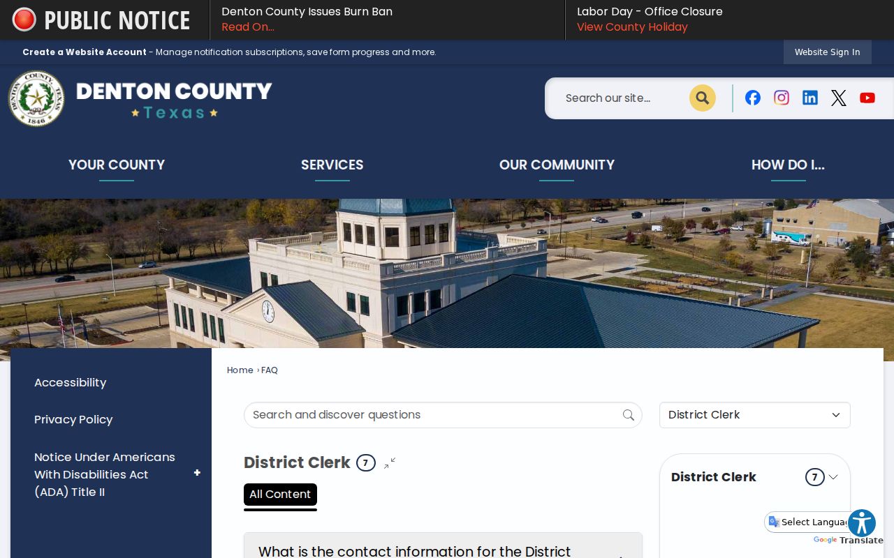 Denton County case search FAQ selection