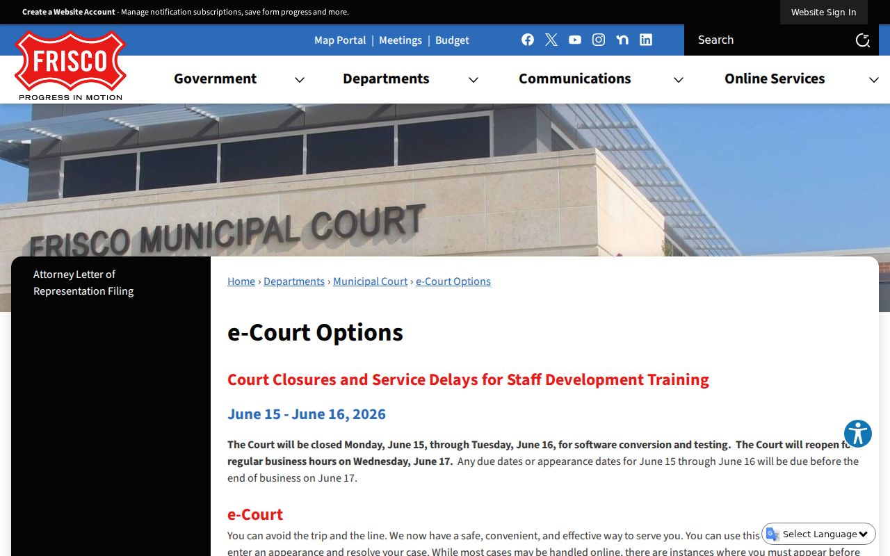 Frisco court docket case status and resolution options
