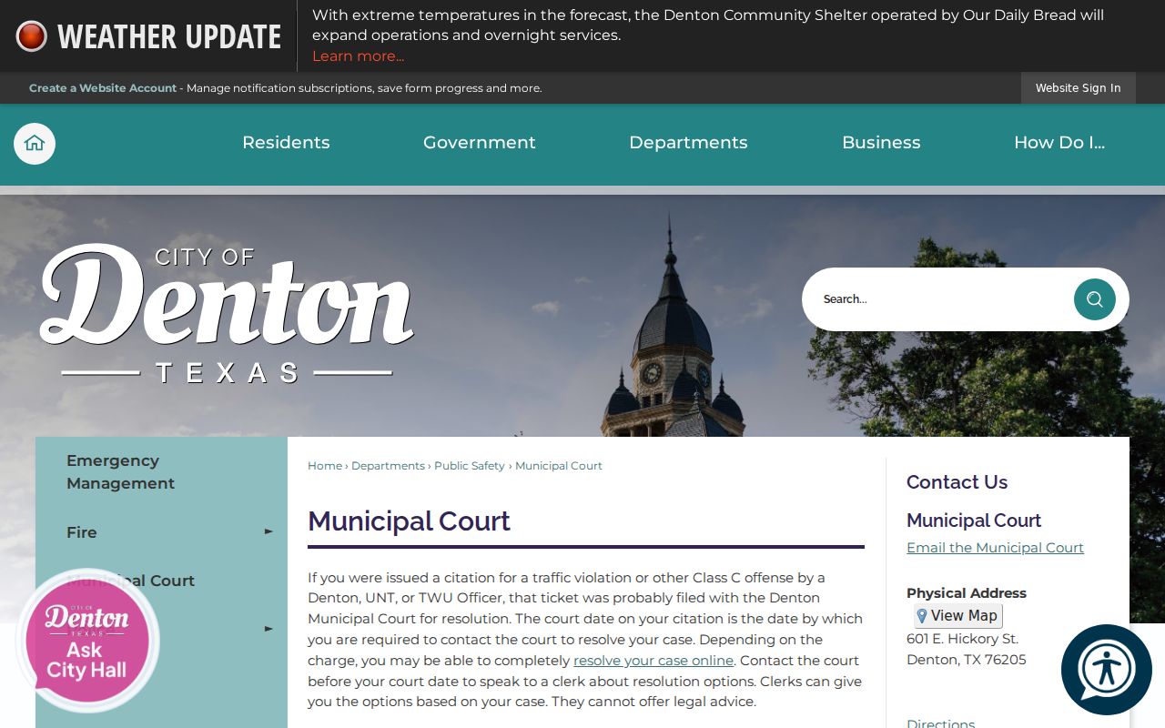 Denton court docket municipal contact and resolution channels